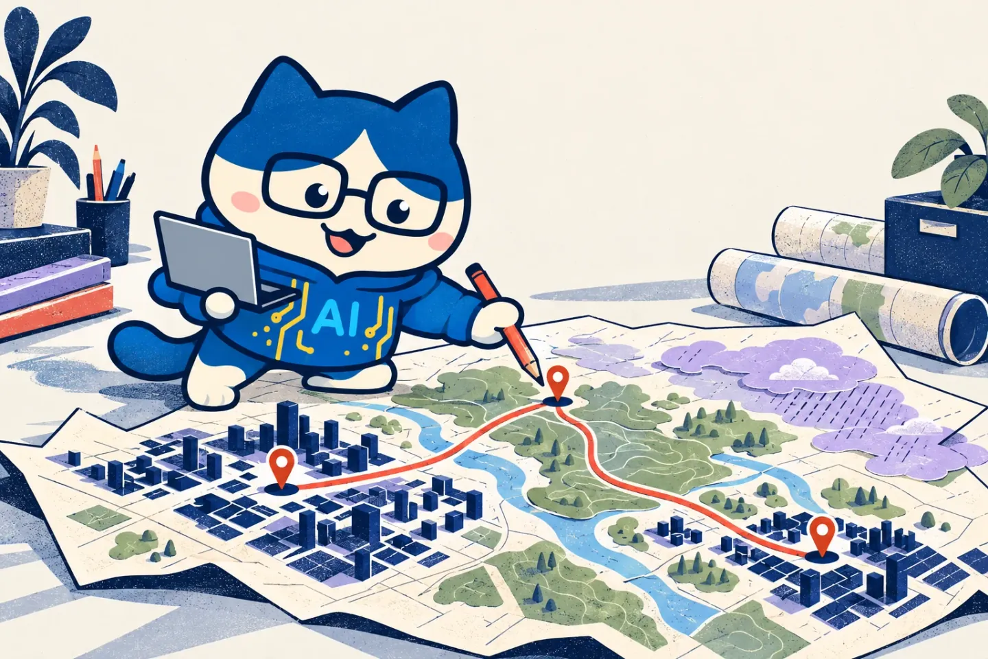 The researcher sorts last week's announcements · editorial illustration